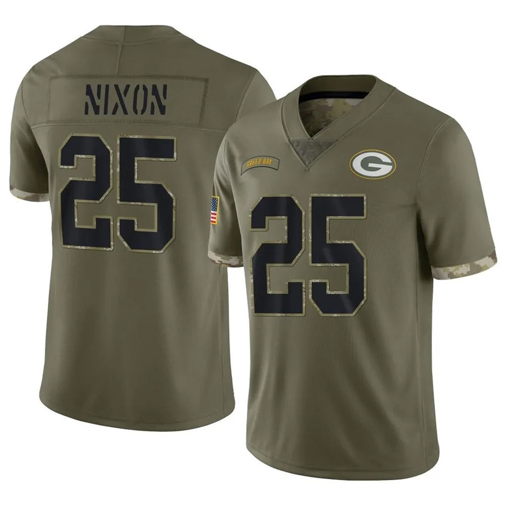 Broks GB.Packers #25 Keisean Nixon Player Olive Salute To Service Limited Stitched Jerseys