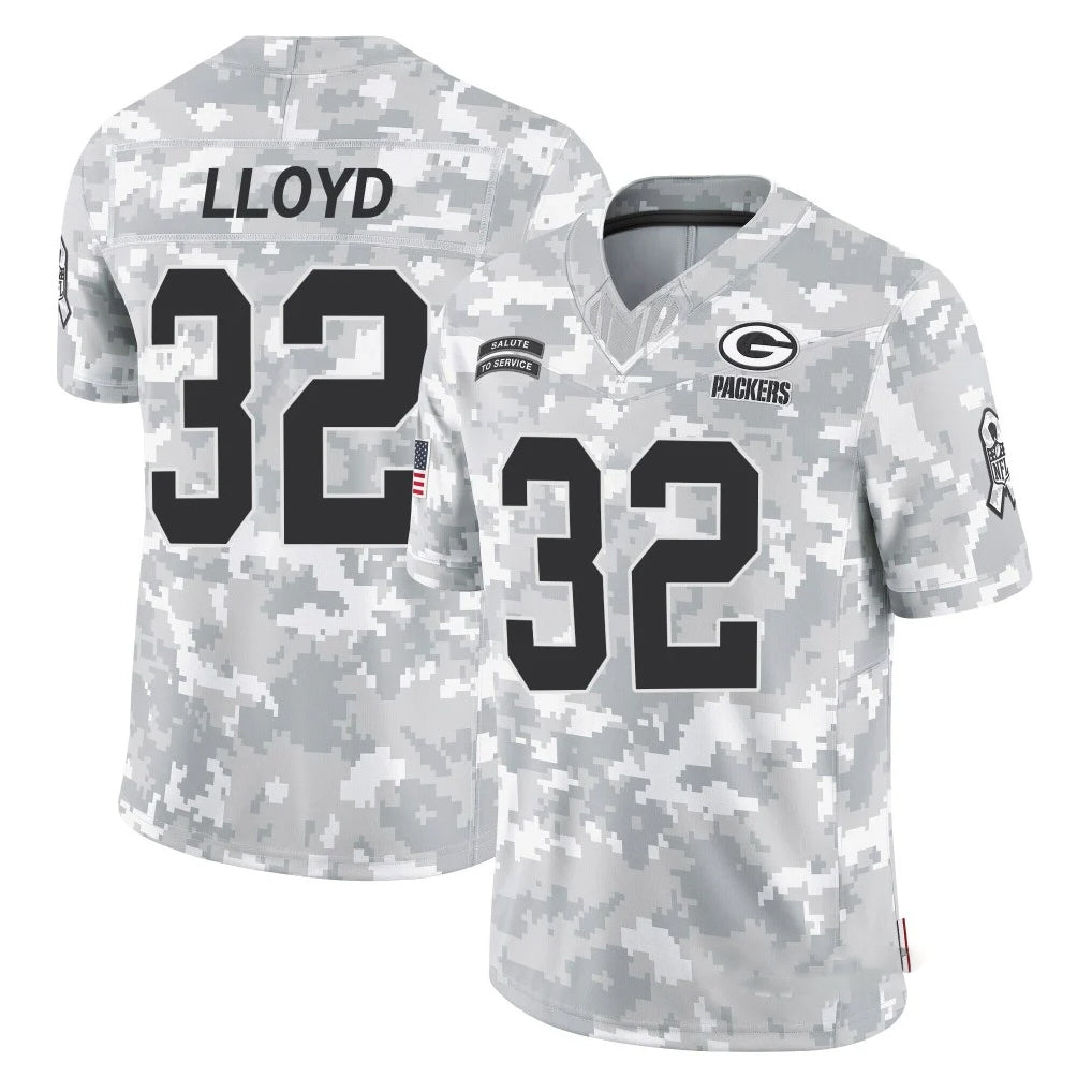 Broks GB.Packers #32 MarShawn Lloyd Player Arctic Camo Salute To Service Limited Stitched Jerseys