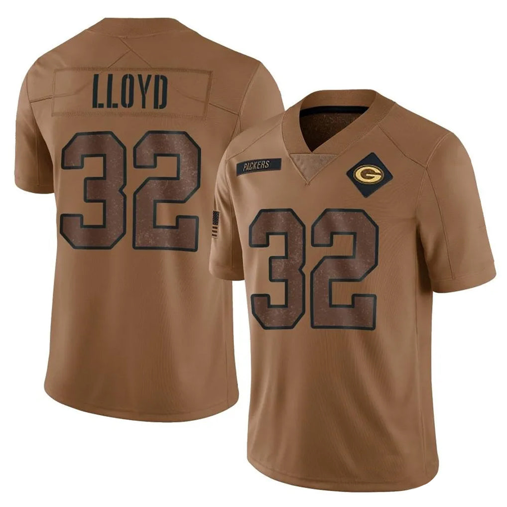 Broks GB.Packers #32 MarShawn Lloyd Player Brown Salute To Service Limited Stitched Jerseys