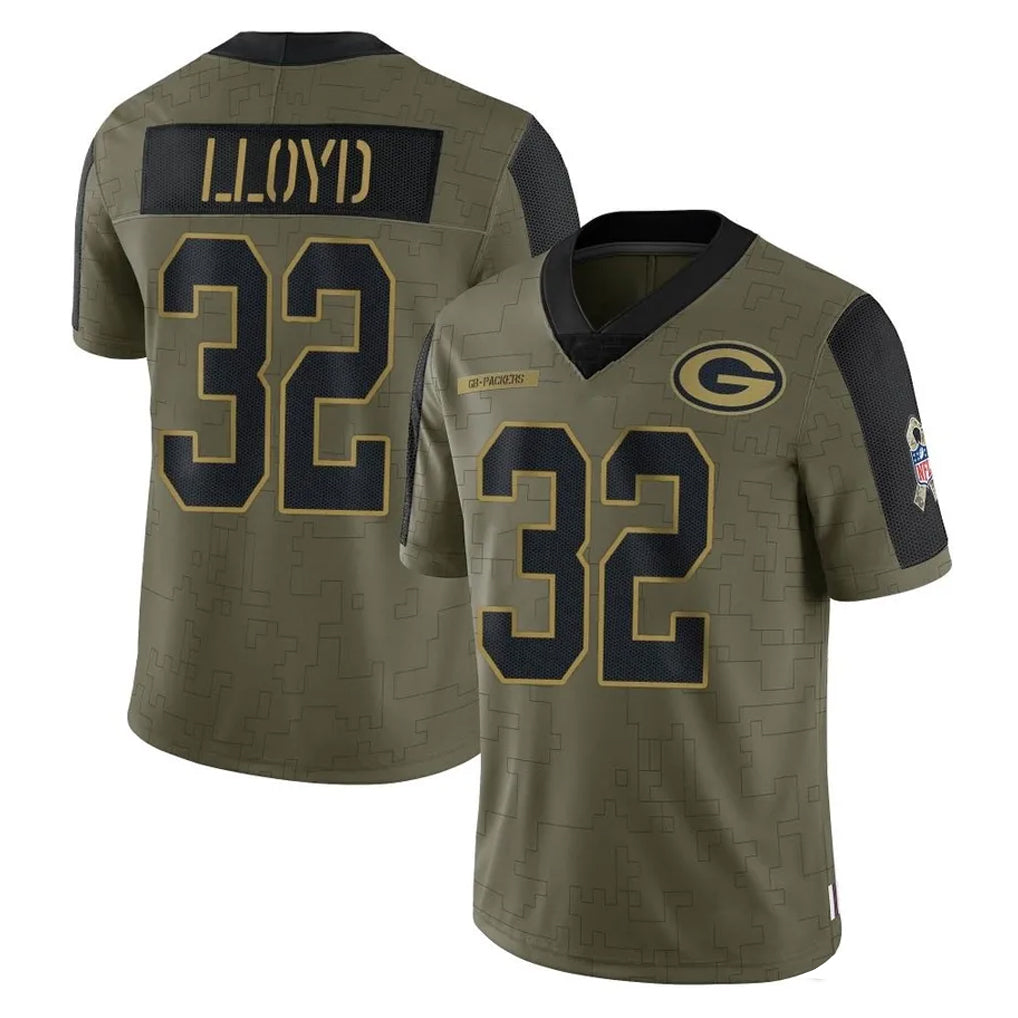 Broks GB.Packers #32 MarShawn Lloyd Player Olive Salute To Service Limited Game Stitched Jerseys