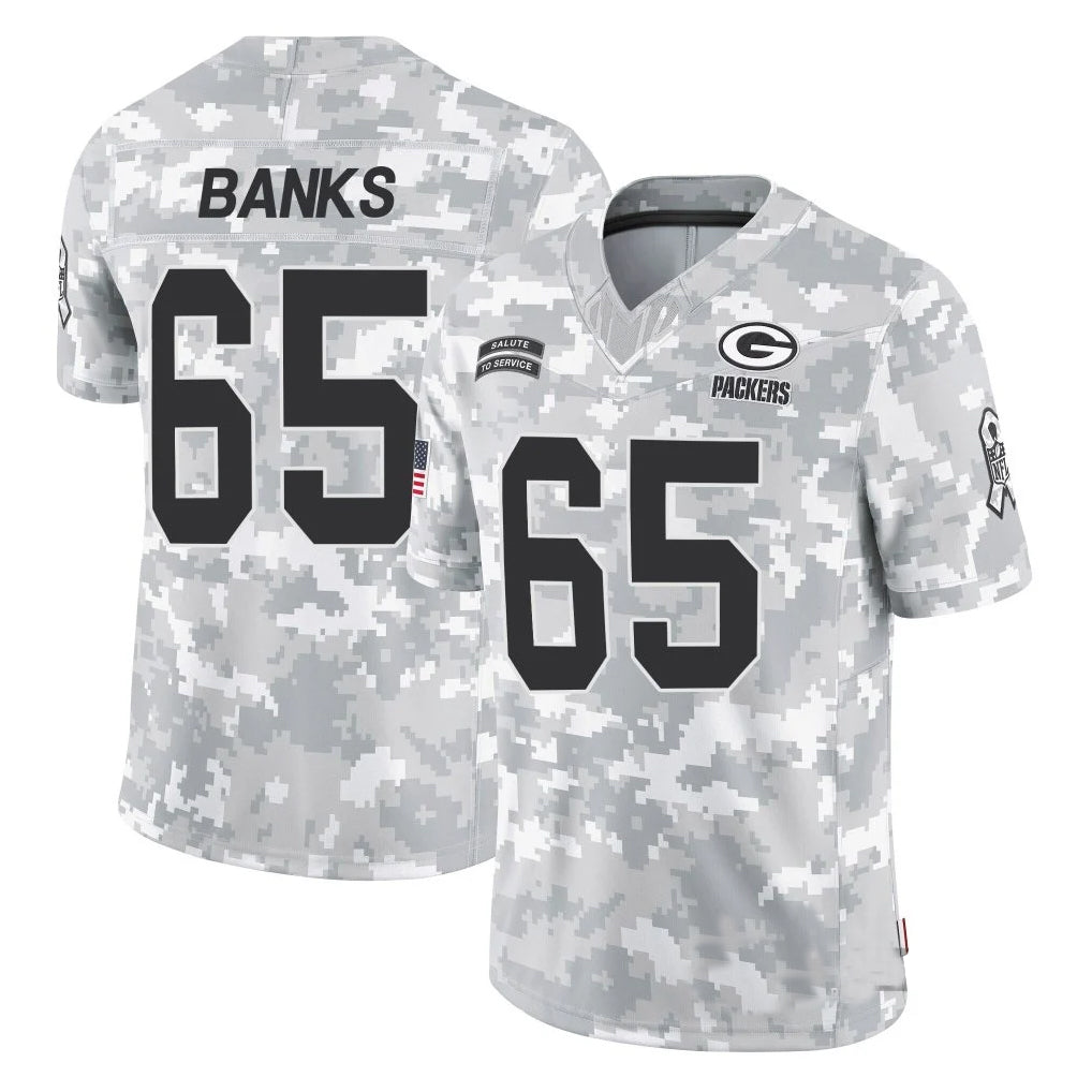 Broks GB.Packers #65 Aaron Banks Player Arctic Camo Salute To Service Limited Stitched Jerseys