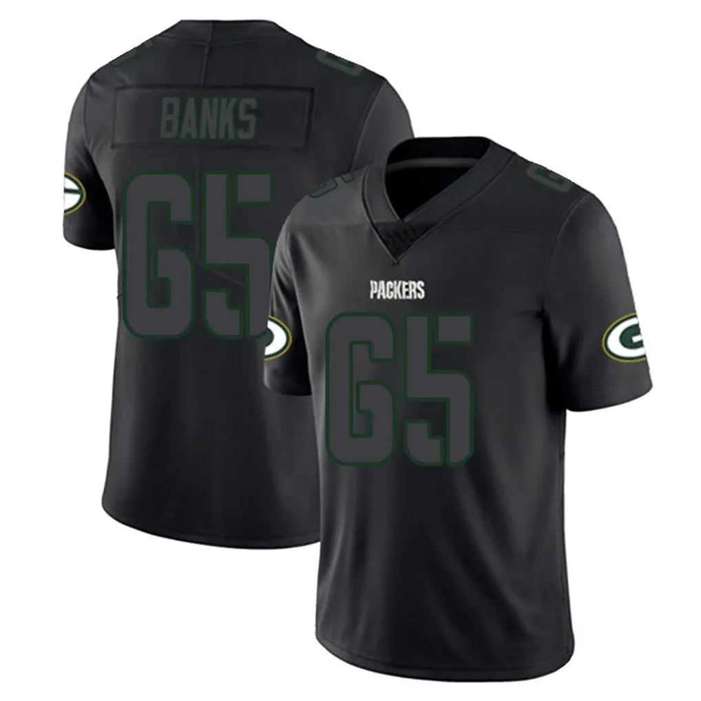 Broks GB.Packers #65 Aaron Banks Player Black Impact Limited Home Game Stitched Jerseys