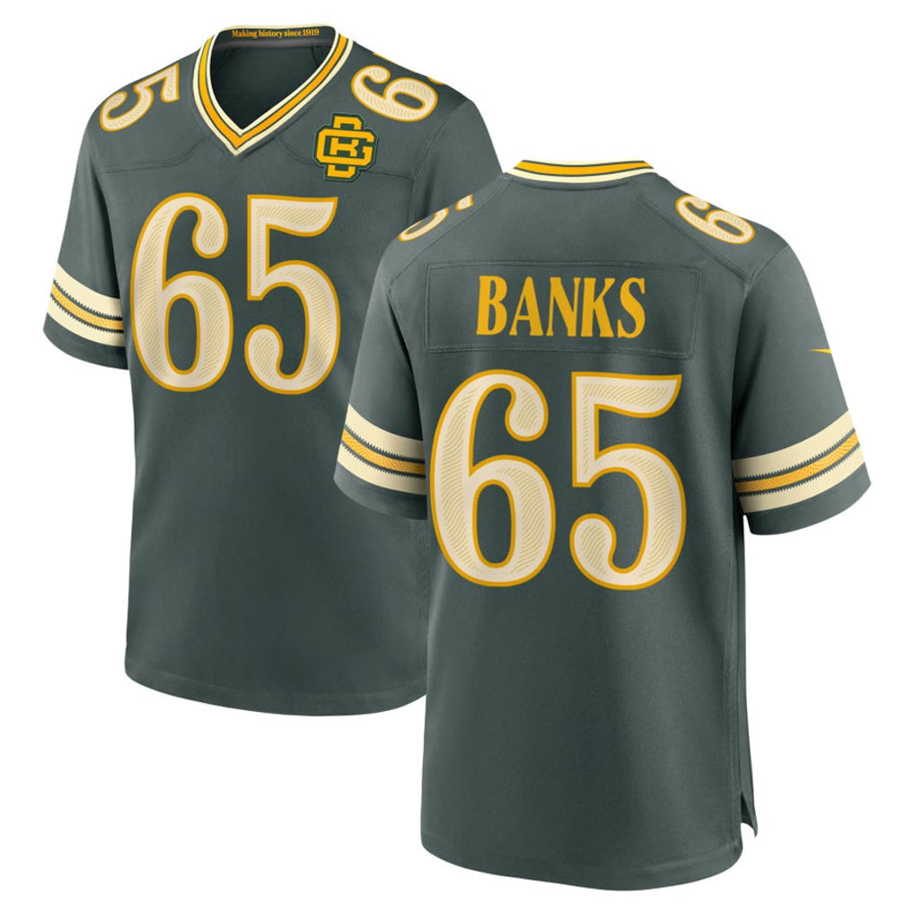 Broks GB.Packers #65 Aaron Banks Player Green 2026 Rivalries Collection Home Game Stitched Jerseys