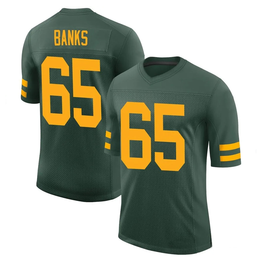 Broks GB.Packers #65 Aaron Banks Player Green Alternate Home Game Stitched Jerseys