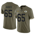 Broks GB.Packers #65 Aaron Banks Player Olive Salute To Service Limited Stitched Jerseys
