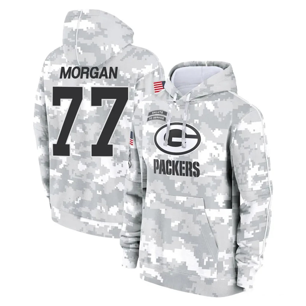 Broks GB.Packers #77 Jordan Morgan Player Arctic Camo Salute to Service Hoodies Limited Game Stitched Jerseys