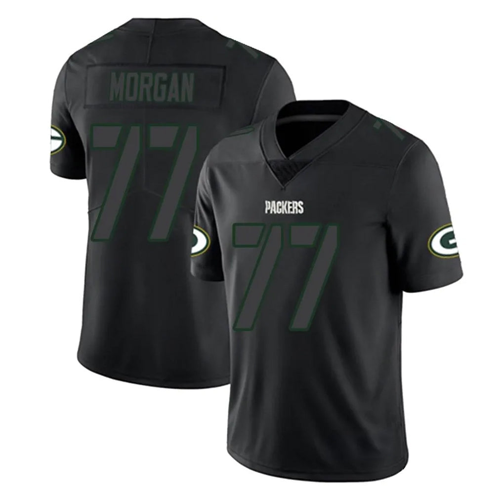 Broks GB.Packers #77 Jordan Morgan Player Black Impact Limited Home Game Stitched Jerseys