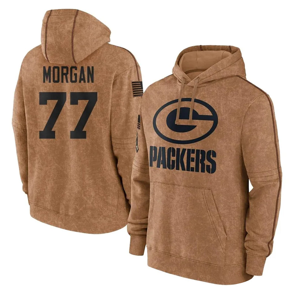 Broks GB.Packers #77 Jordan Morgan Player Brown Salute to Service Hoodies Limited Game Stitched Jerseys