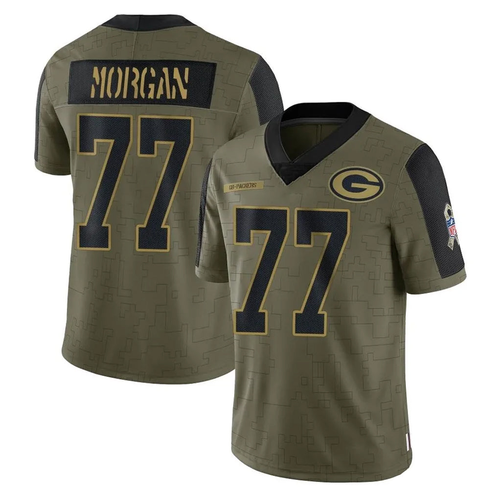 Broks GB.Packers #77 Jordan Morgan Player Olive Salute To Service Limited Game Stitched Jerseys