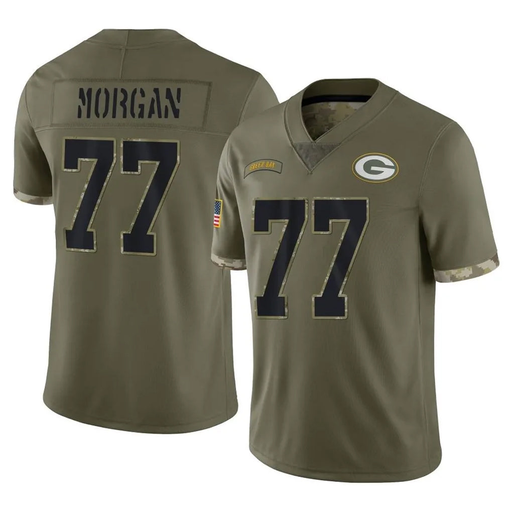 Broks GB.Packers #77 Jordan Morgan Player Olive Salute To Service Limited Stitched Jerseys