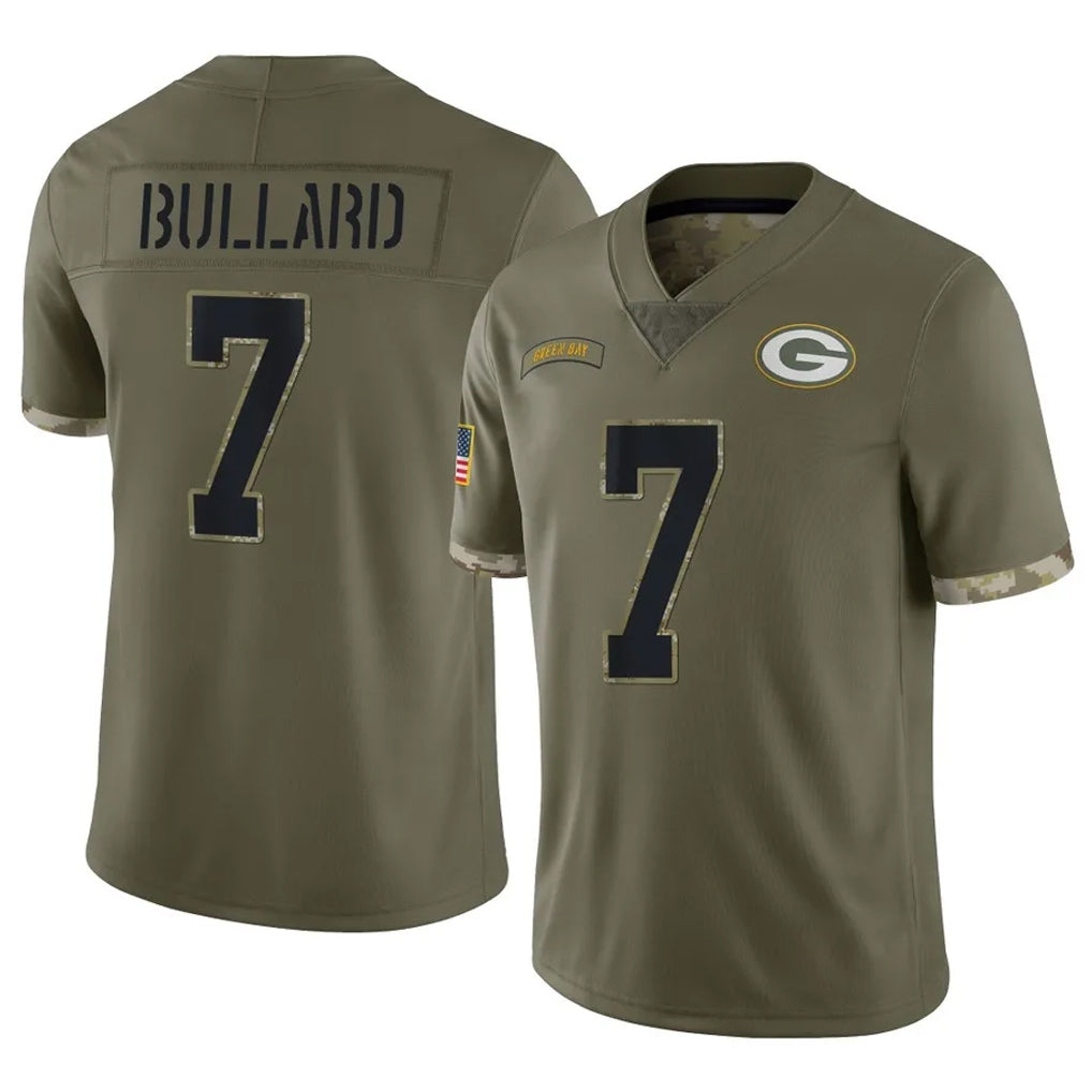 Broks GB.Packers #7 Javon Bullard Player Olive Salute To Service Limited Stitched Jerseys