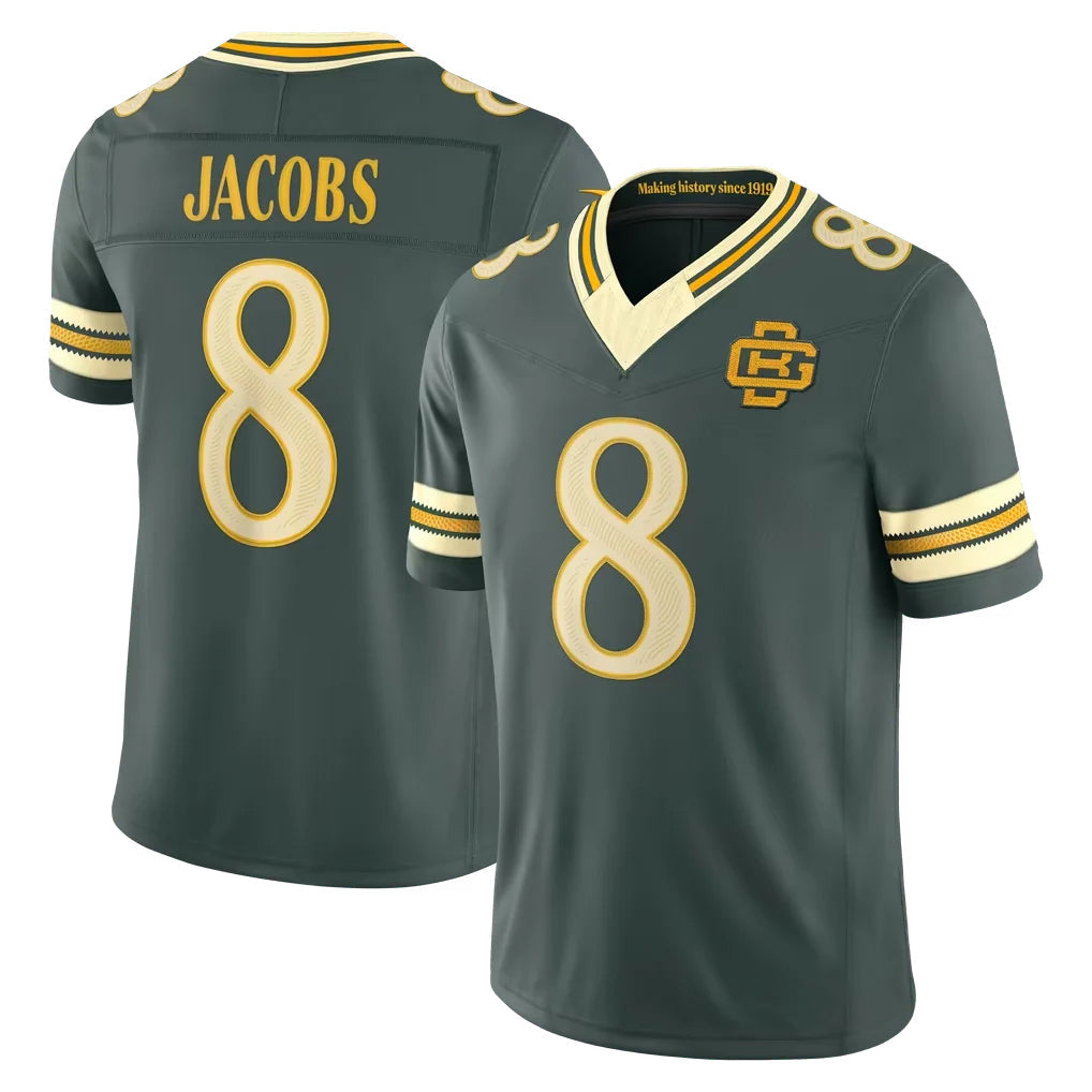 Broks GB.Packers #8 Josh Jacobs Player Green Limited 2026 Rivalries Collection Home Game Stitched Jerseys