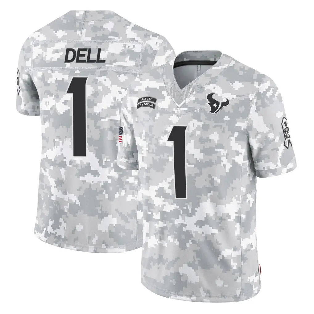 Broks H.Texans #1 Tank Dell Player Arctic Camo Salute To Service Limited Game Stitched Jerseys