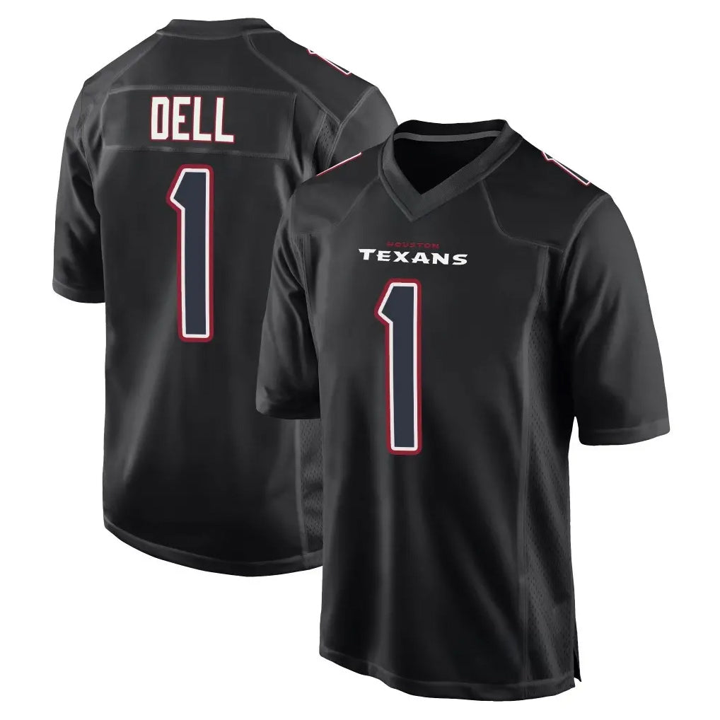 Broks H.Texans #1 Tank Dell Player Black Fashion Home Game Stitched Jerseys