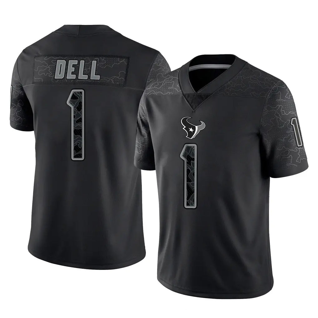 Broks H.Texans #1 Tank Dell Player Black Reflective Limited Game Stitched Jerseys