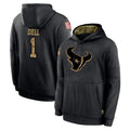 Broks H.Texans #1 Tank Dell Player Black Salute to Service Hoodies Limited Game Stitched Jerseys