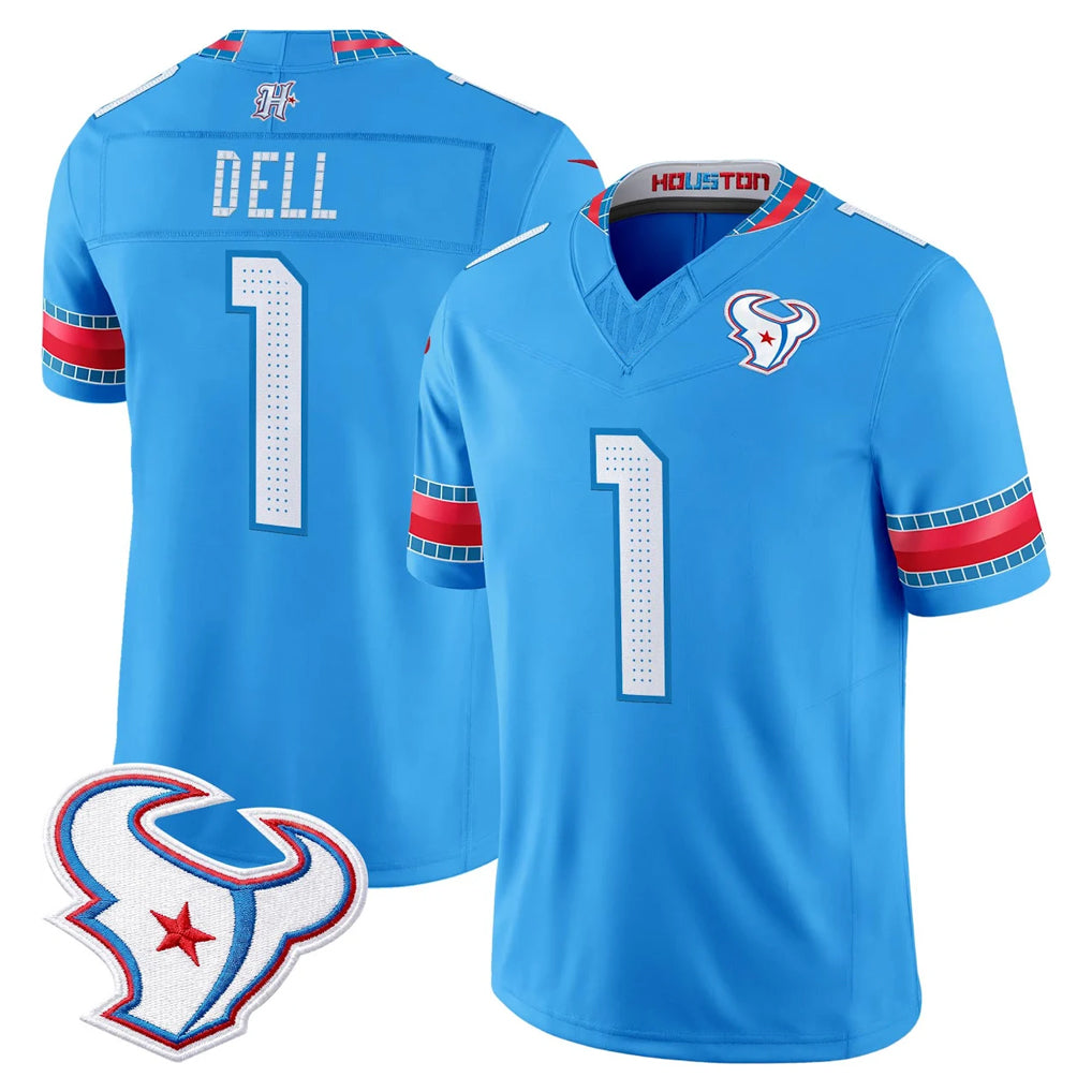 Broks H.Texans #1 Tank Dell Player Blue 2026 Rivalries Vapor Limited Home Game Stitched jerseys