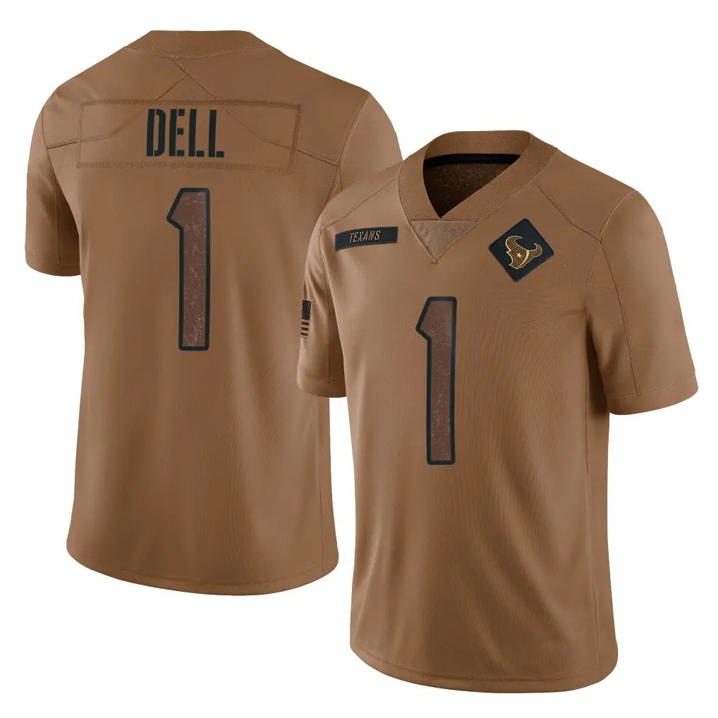 Broks H.Texans #1 Tank Dell Player Brown Salute To Service Limited Stitched Jerseys
