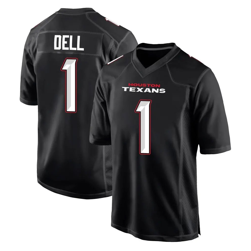 Broks H.Texans #1 Tank Dell Player Carbon Black Fashion Home Game Stitched Jerseys