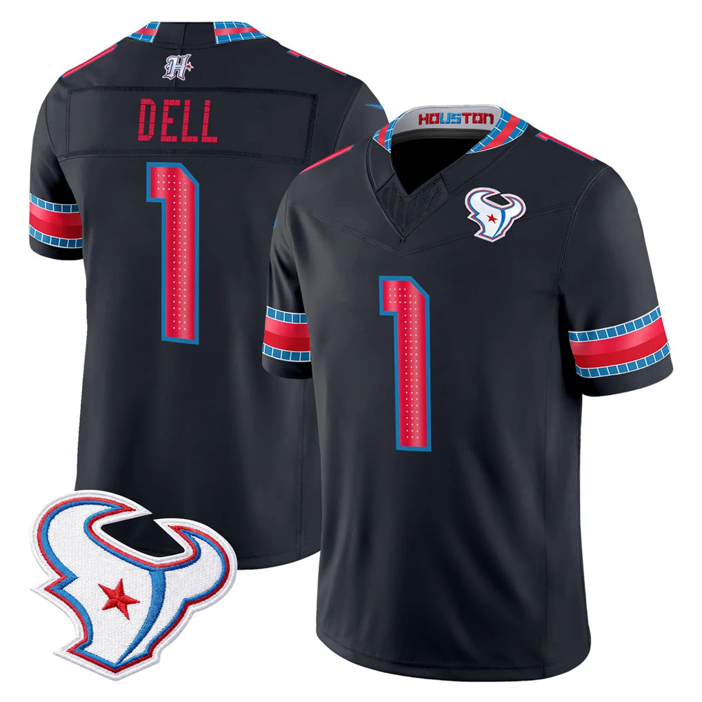 Broks H.Texans #1 Tank Dell Player Navy 2026 Rivalries Vapor Limited Home Game Stitched jerseys