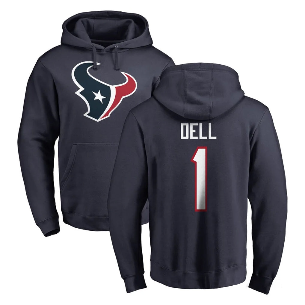Broks H.Texans #1 Tank Dell Player Navy Pro Line Pullover Hoodie Limited Game Stitched Jerseys