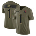 Broks H.Texans #1 Tank Dell Player Olive 2025 Salute To Service Limited Game Stitched Jerseys