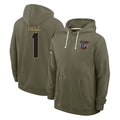 Broks H.Texans #1 Tank Dell Player Olive Salute to Service Pullover Hoodies Limited Stitched Jerseys
