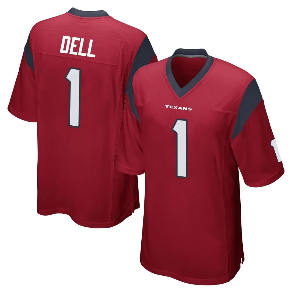 Broks H.Texans #1 Tank Dell Player Red Home Game Stitched Jerseys