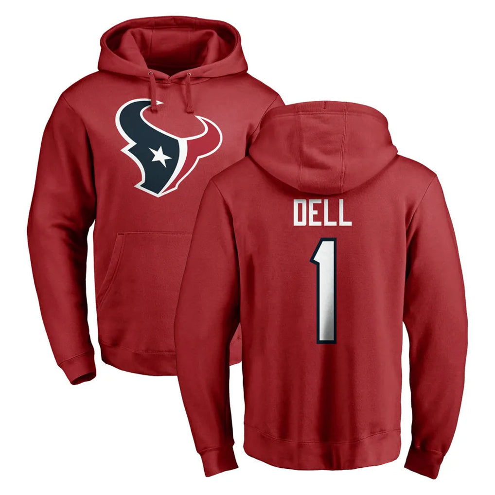 Broks H.Texans #1 Tank Dell Player Red Pro Line Pullover Hoodie Limited Game Stitched Jerseys