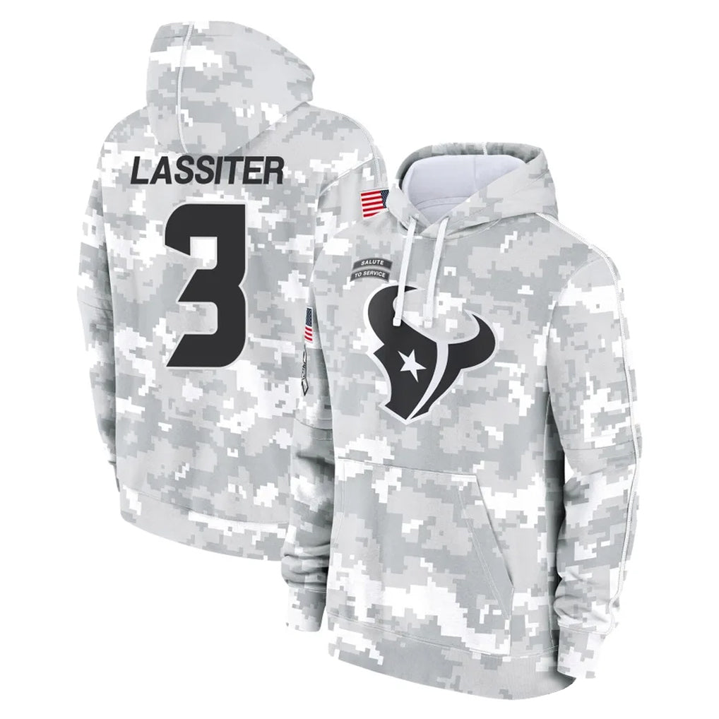 Broks H.Texans #3 Kamari Lassiter Player Arctic Camo Salute to Service Hoodies Limited Game Stitched Jerseys