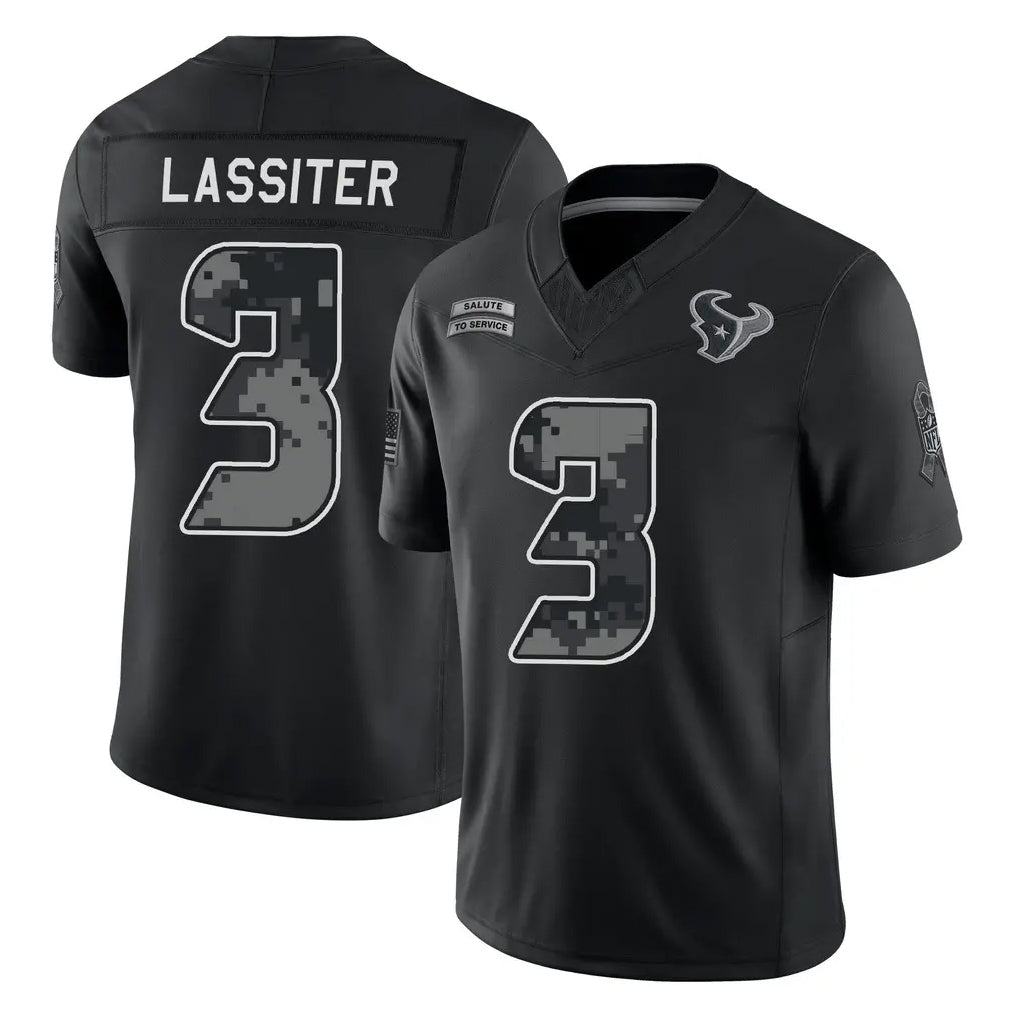 Broks H.Texans #3 Kamari Lassiter Player Black Limited 2026 Salute to Service Home Game Stitched Jerseys