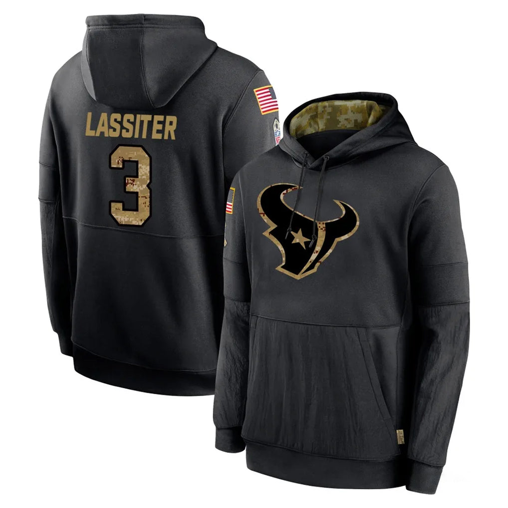 Broks H.Texans #3 Kamari Lassiter Player Black Salute to Service Hoodies Limited Game Stitched Jerseys