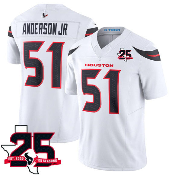 Broks H.Texans #51 Will Anderson Jr. White 2026 F.U.S.E. With 25th Anniversary Patch Limited Football Stitched Jersey