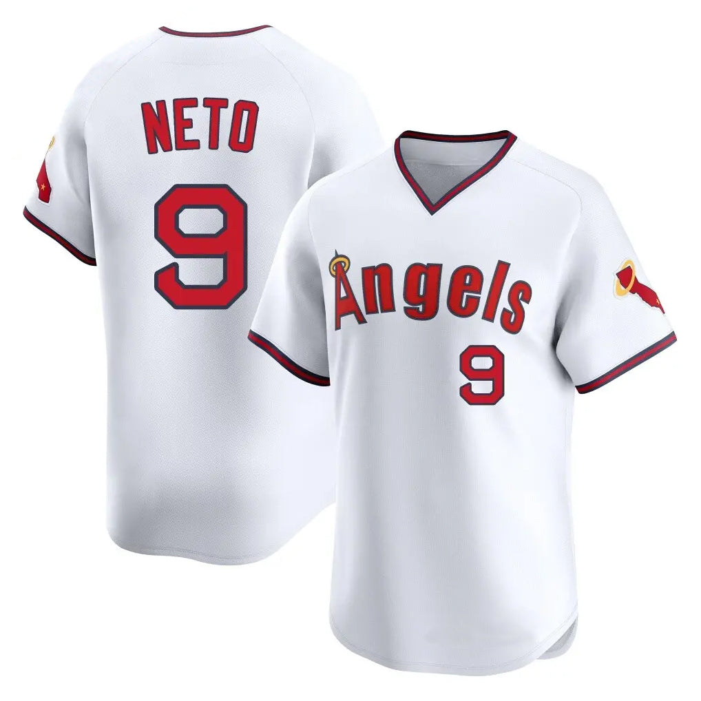 Broks LA.Angels #9 Zach Neto Player White T-shirt Home Limited Stitched Jerseys