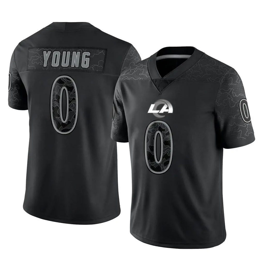 Broks LA.Rams #0 Byron Young Player Black Limited Reflective Home Game Stitched Jerseys