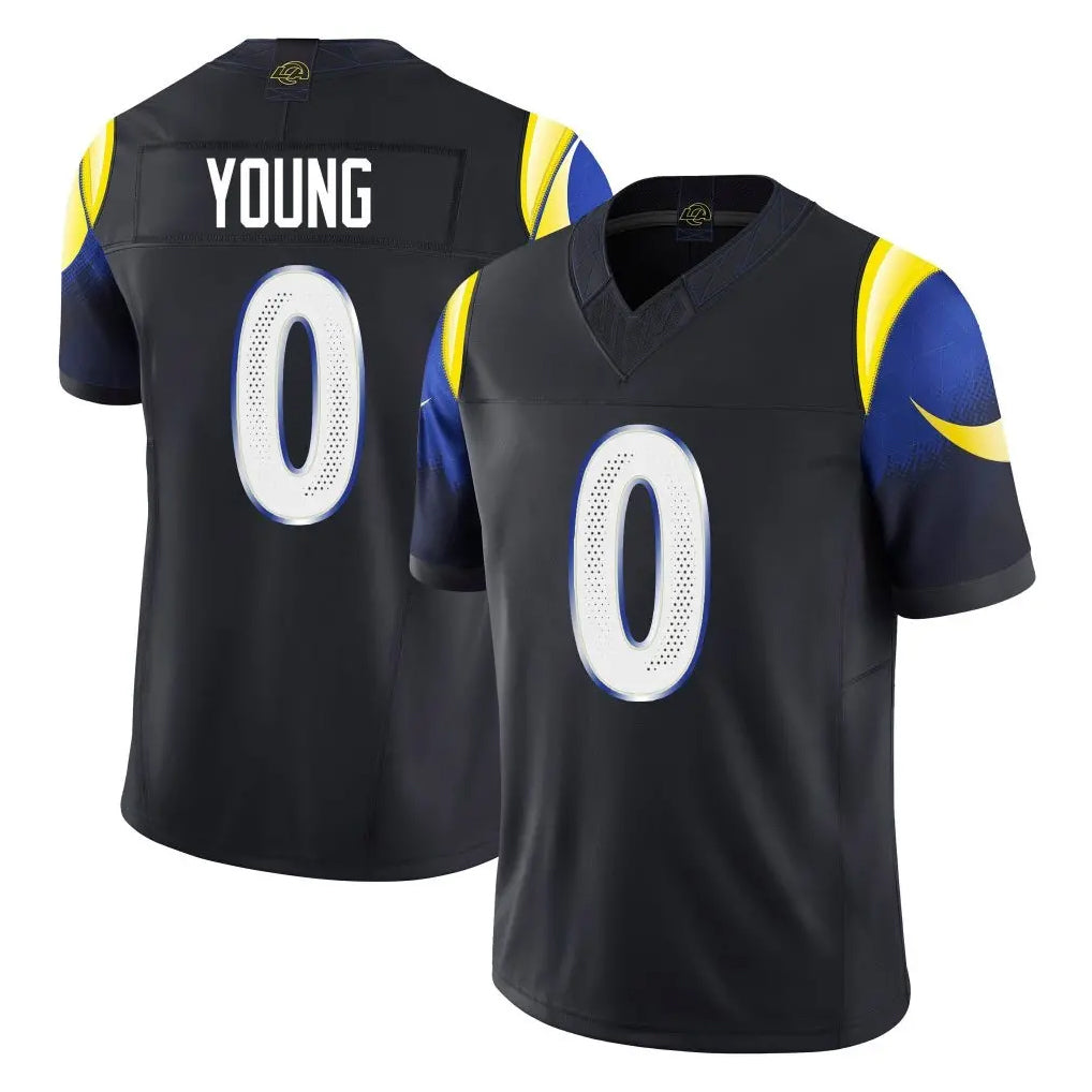 Broks LA.Rams #0 Byron Young Player Black Midnight Rivalries Collection Limited Home Game Stitched Jerseys