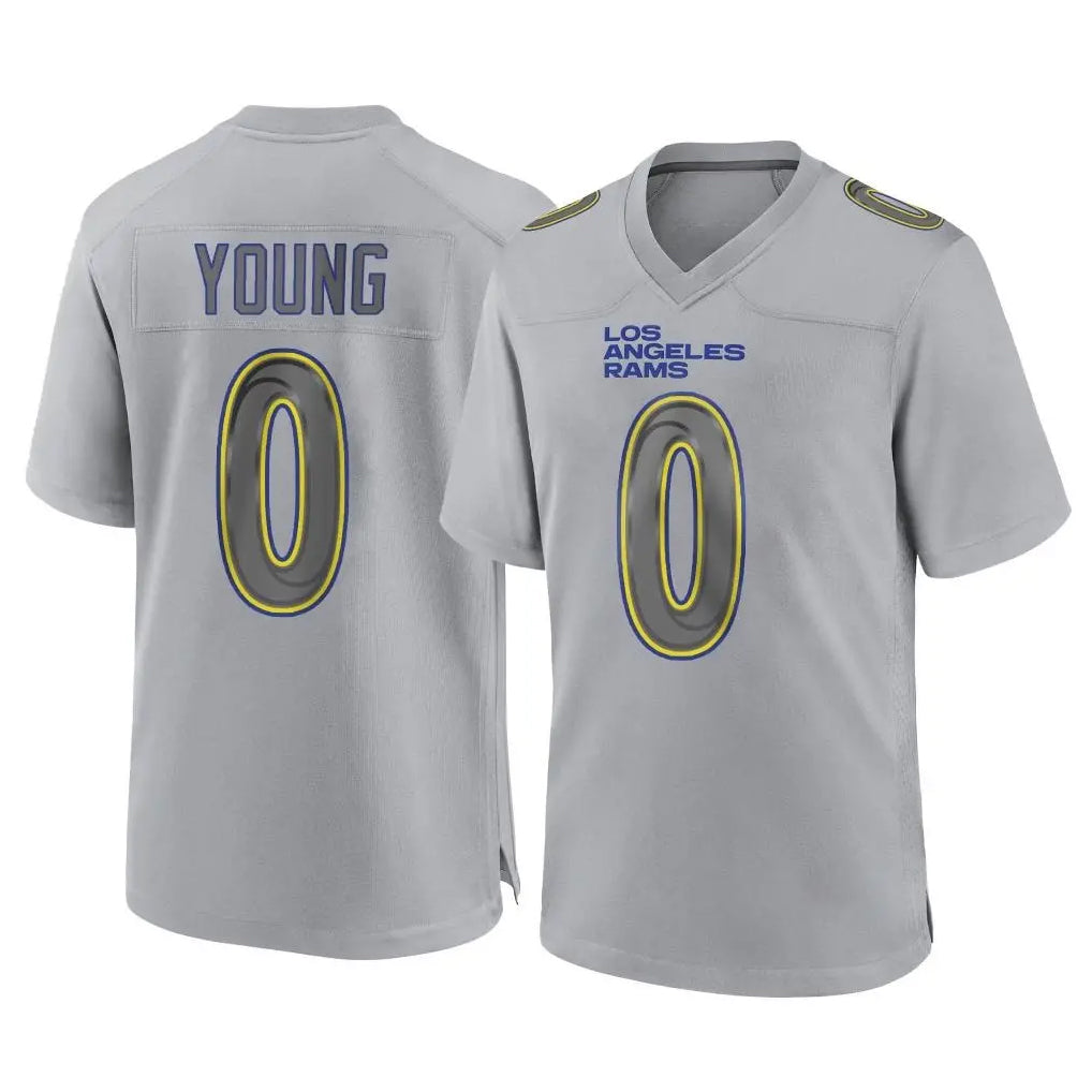 Broks LA.Rams #0 Byron Young Player Gray Atmosphere Fashion Home Game Stitched Jerseys