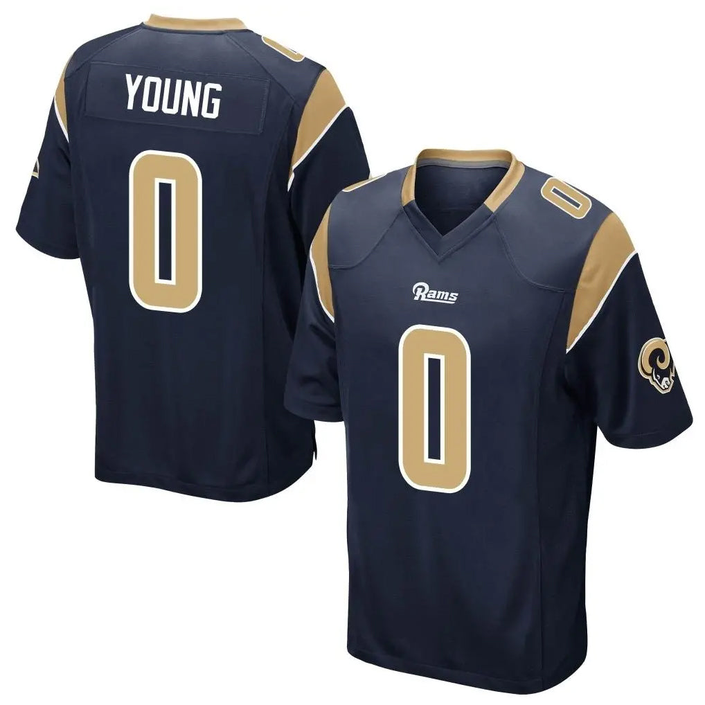 Broks LA.Rams #0 Byron Young Player Navy Home Game Stitched Jerseys