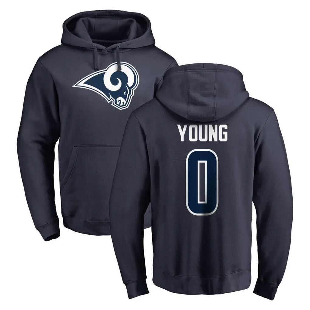 Broks LA.Rams #0 Byron Young Player Navy Pullover Hoodie Limited Game Stitched Jerseys