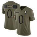 Broks LA.Rams #0 Byron Young Player Olive 2025 Salute To Service Limited Game Stitched Jerseys