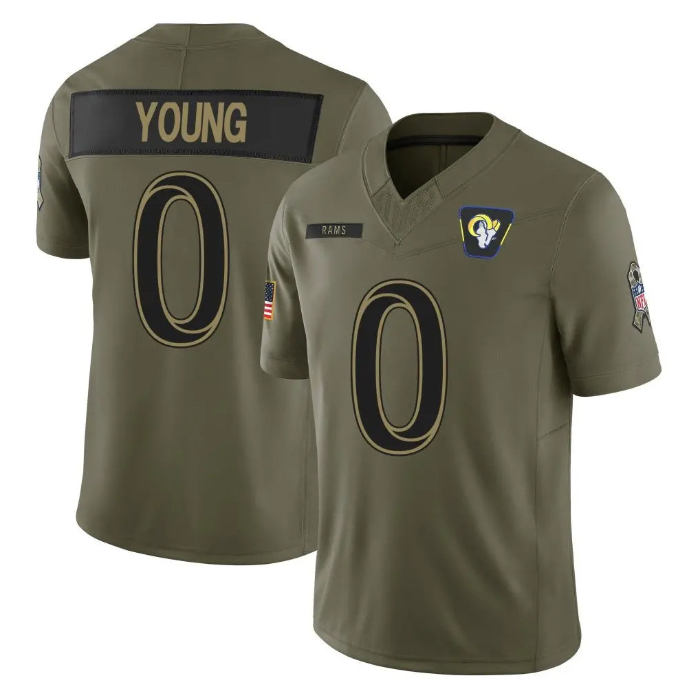 Broks LA.Rams #0 Byron Young Player Olive 2025 Salute To Service Limited Game Stitched Jerseys