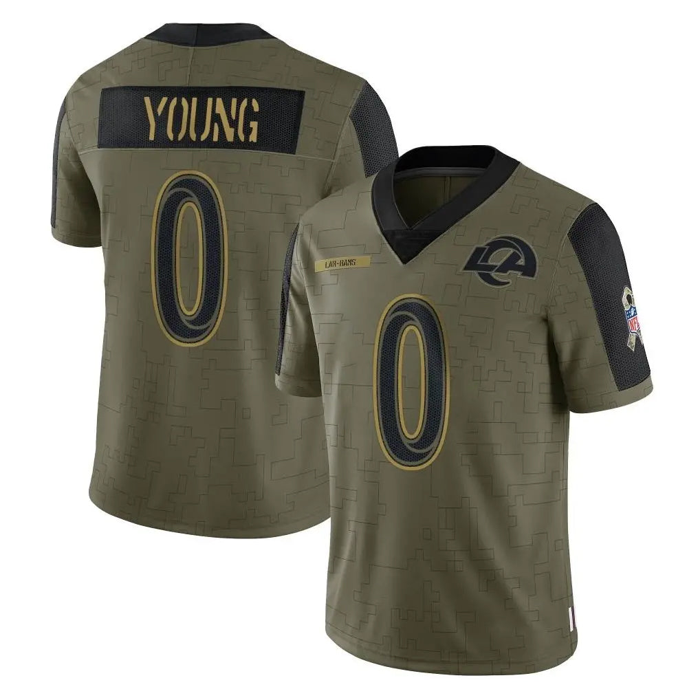 Broks LA.Rams #0 Byron Young Player Olive Salute To Service Limited Game Stitched Jerseys