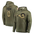 Broks LA.Rams #0 Byron Young Player Olive Salute to Service Pullover Hoodies Home Game Stitched Jerseys