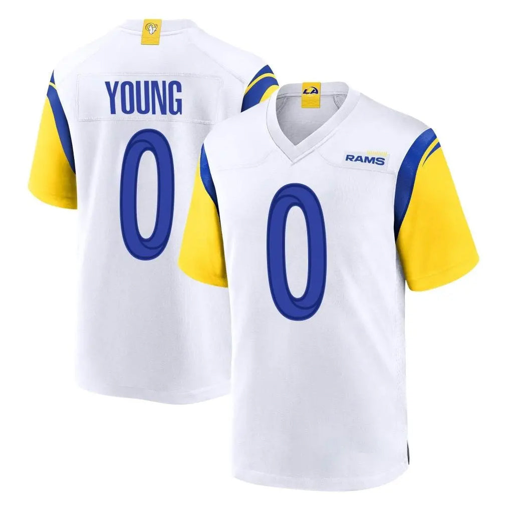 Broks LA.Rams #0 Byron Young Player White Home Game Stitched Jerseys