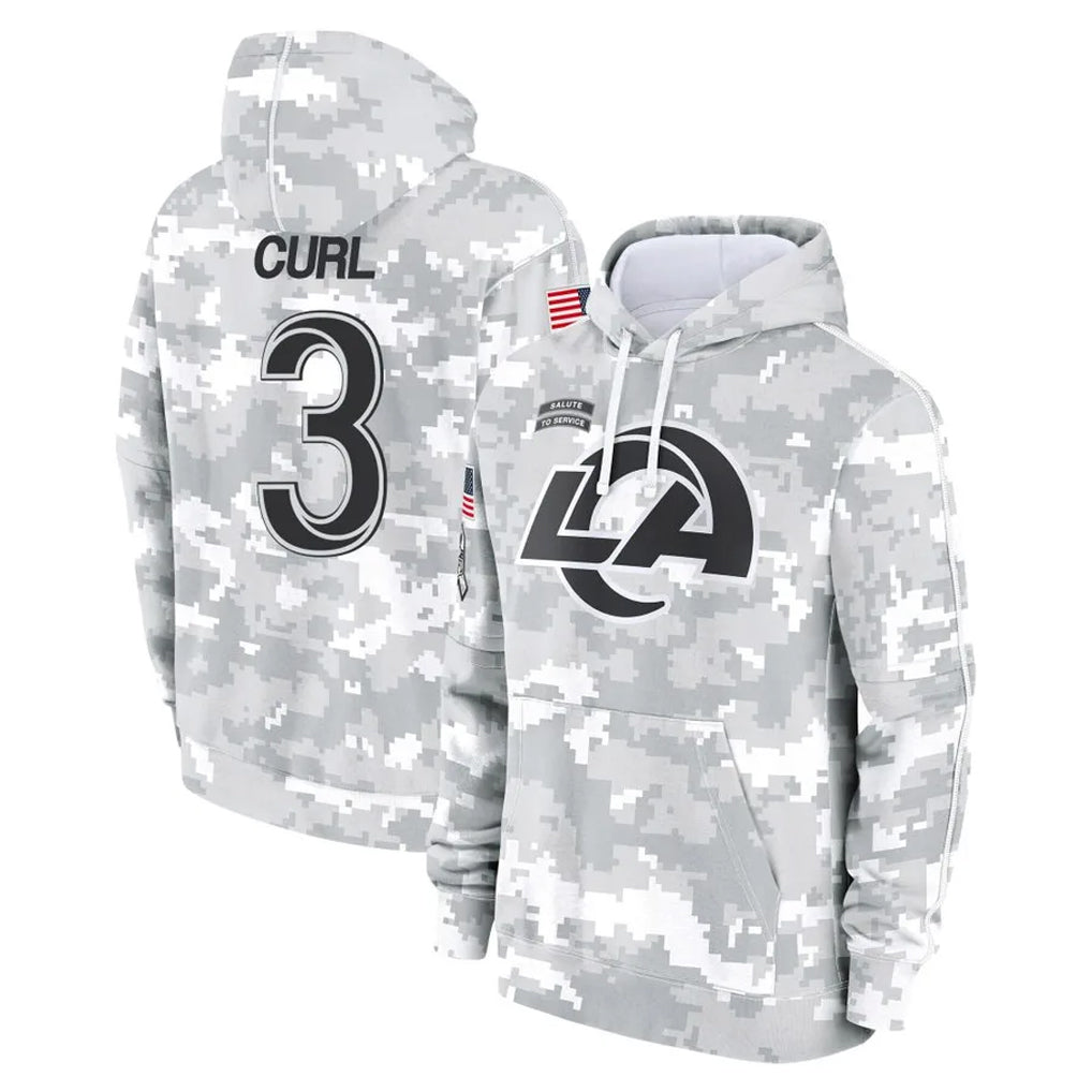 Broks LA.Rams #3 Kam Curl Player Arctic Camo Salute to Service Hoodies Limited Game Stitched Jerseys