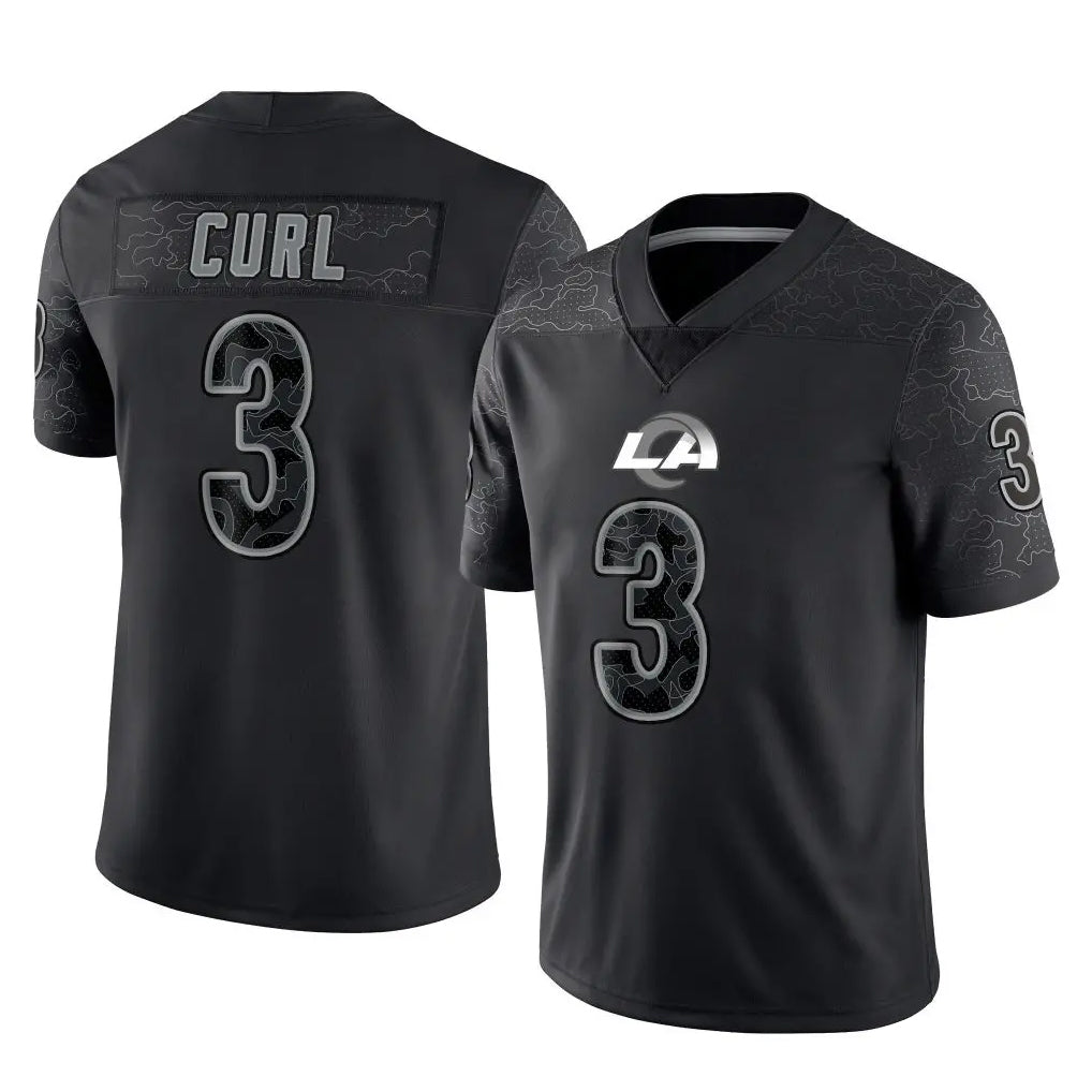 Broks LA.Rams #3 Kam Curl Player Black Limited Reflective Home Game Stitched Jerseys