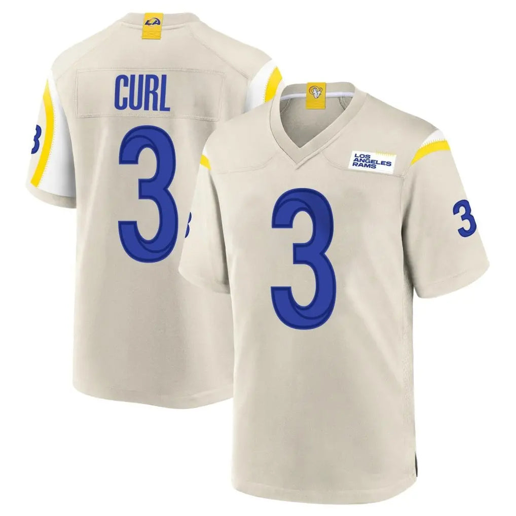 Broks LA.Rams #3 Kam Curl Player Bone Home Game Stitched Jerseys