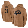 Broks LA.Rams #3 Kam Curl Player Brown Salute to Service Hoodies Limited Game Stitched Jerseys