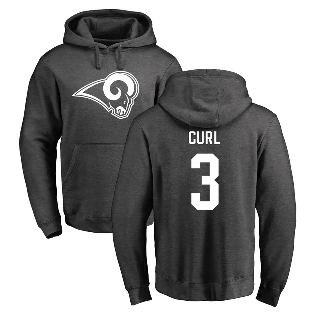 Broks LA.Rams #3 Kam Curl Player Gray Pullover Hoodie Limited Game Stitched Jerseys