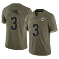 Broks LA.Rams #3 Kam Curl Player Olive Salute To Service Limited Stitched Jerseys